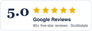 Palm Breeze Pool Care rated 5.0 on Google Reviews, 80+ five-star reviews